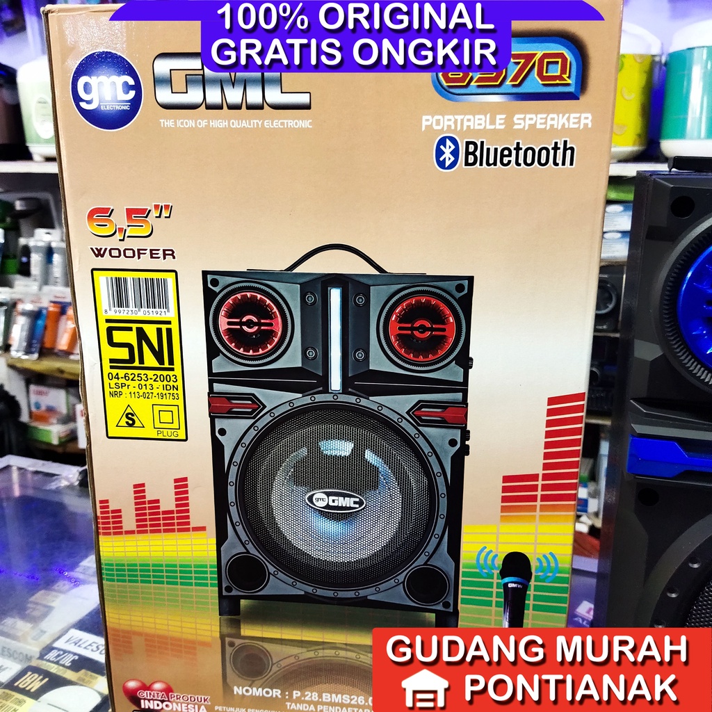 Speaker GMC Body Besar 6,5&quot; Bluethoot Mic Wireless Salon 897Q