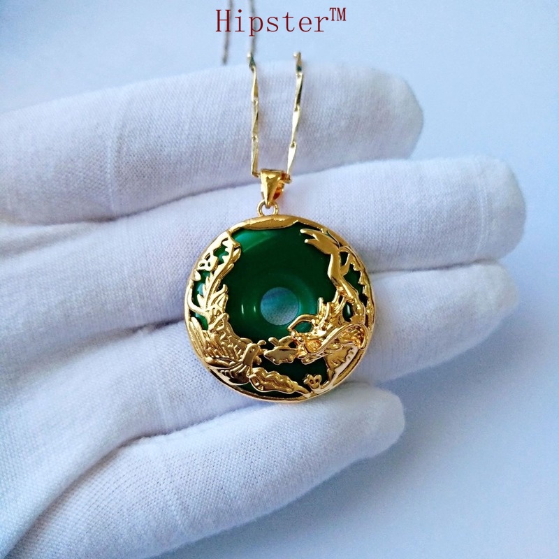 Ethnic Style Characteristic Temperament Entry Lux Natural White Jade Pendant Gold Necklace