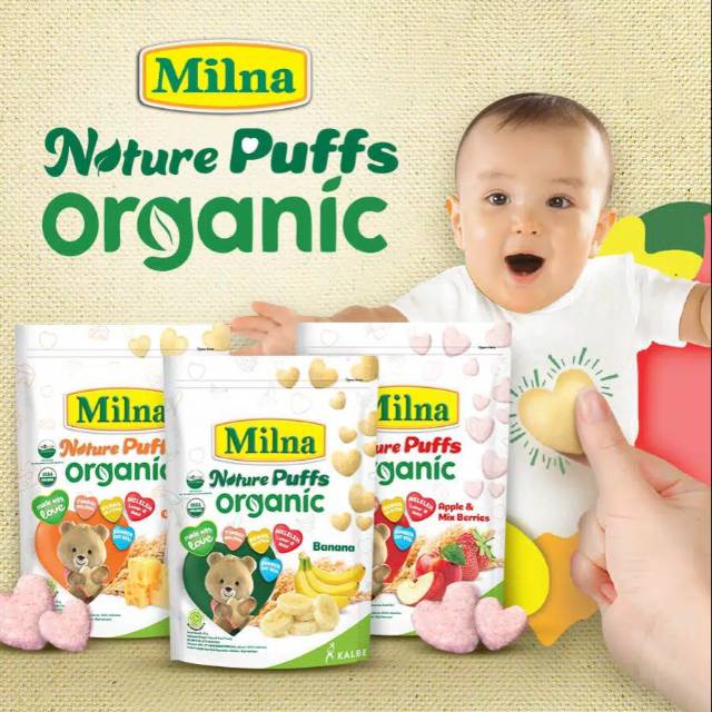 Milna Nature Puff Organic 15 Gr 8m+ / Milna Nature Delight / Milna Biskuit / Milna Rice Cracker