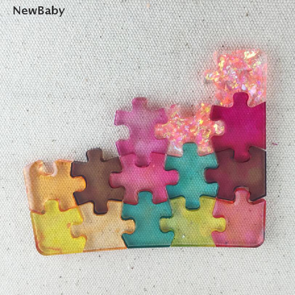 4pcs / set Cetakan Liontin Bentuk Puzzle Bahan Silikon UV Resin Untuk Membuat Perhiasan