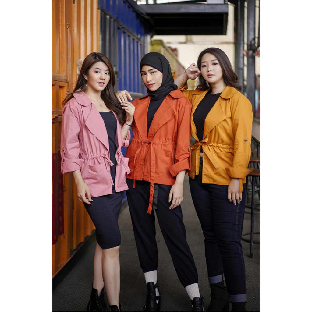 JANE COLLECTION || Outer Wanita Cardigan Lengan Panjang Korea Greenwich Parka Jaket Parka Kekinian Ootd XL Bigsize