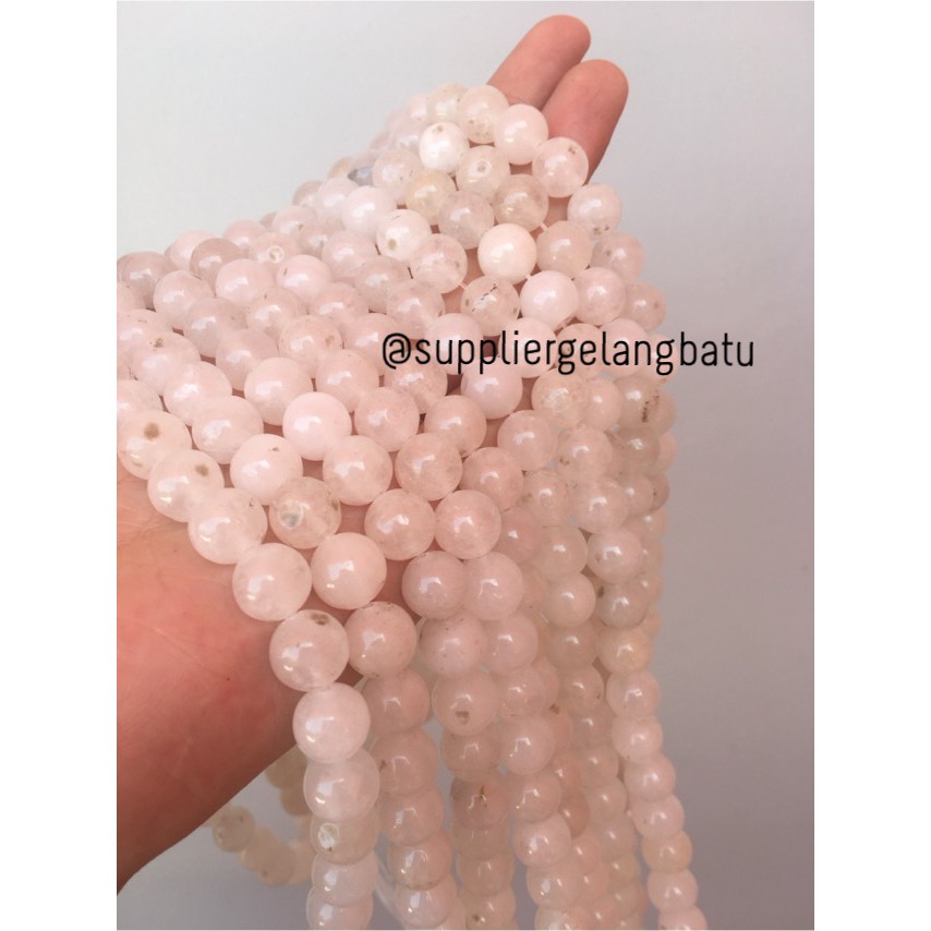 batu agate 10mm putih bening clear white akik aksesoris fashion olshop aksesoris bahan craft beads