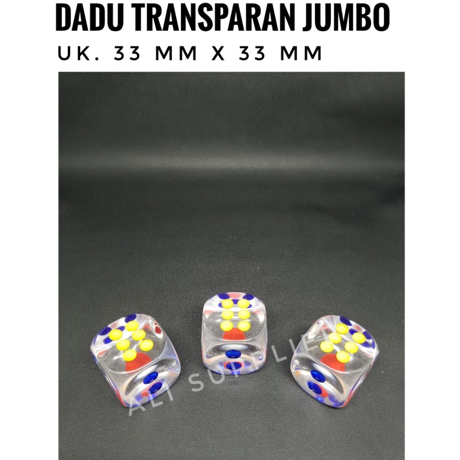 Dadu Jumbo Transparan / Dadu langka / Transparent Dice / Toy Dice / Mainan Dadu / Rare item