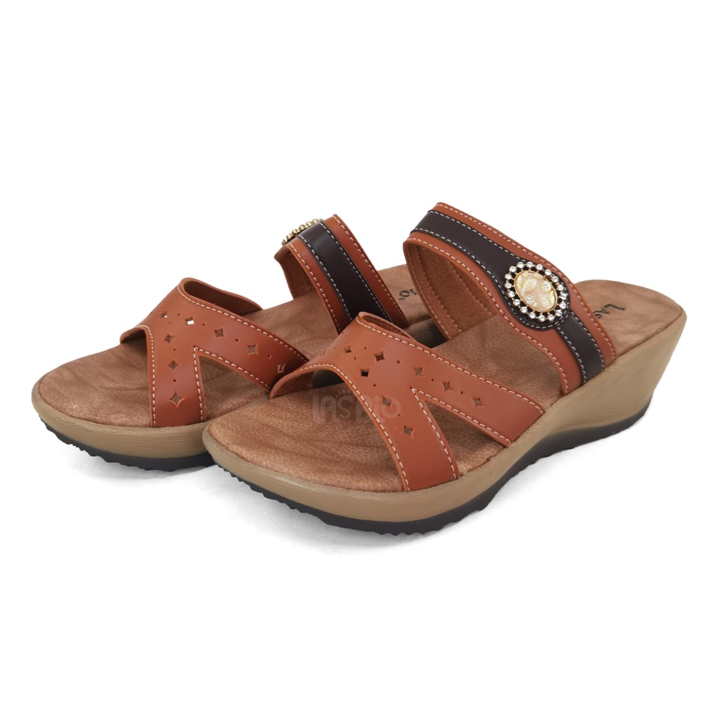 Sandal Selop Wedges Kasual Wanita Lasbio HJ19