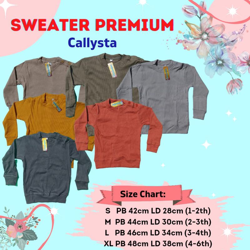 Sweater Kaos Premium Callysta Ukuran S,M,L,XL Unisex