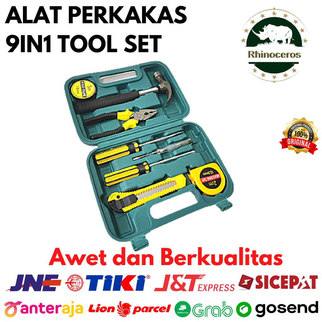 Toolkit Set Perkakas Tukang Alat Tukang 9in1 Tool Set Alat Pertukangan