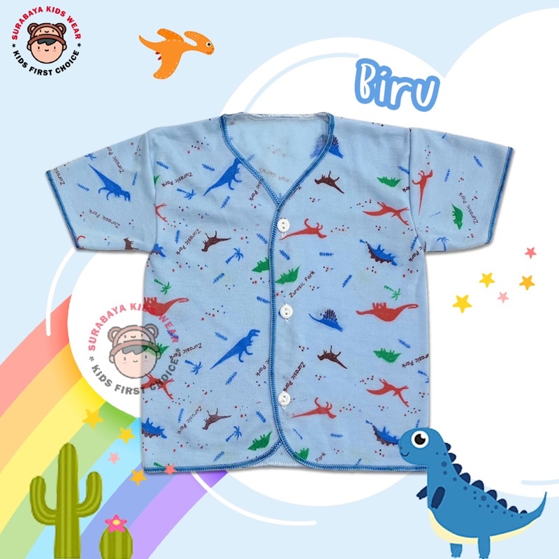 Kaos Anak Laki Laki Kancing Lengan Pendek Motif Zurasic Park Warna