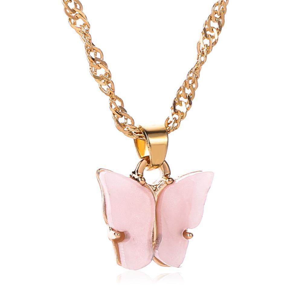 Kalung Kupu-Kupu Nanas Fashion Rantai Klavikula Geometris Liar Lucu Kawaii Pendant