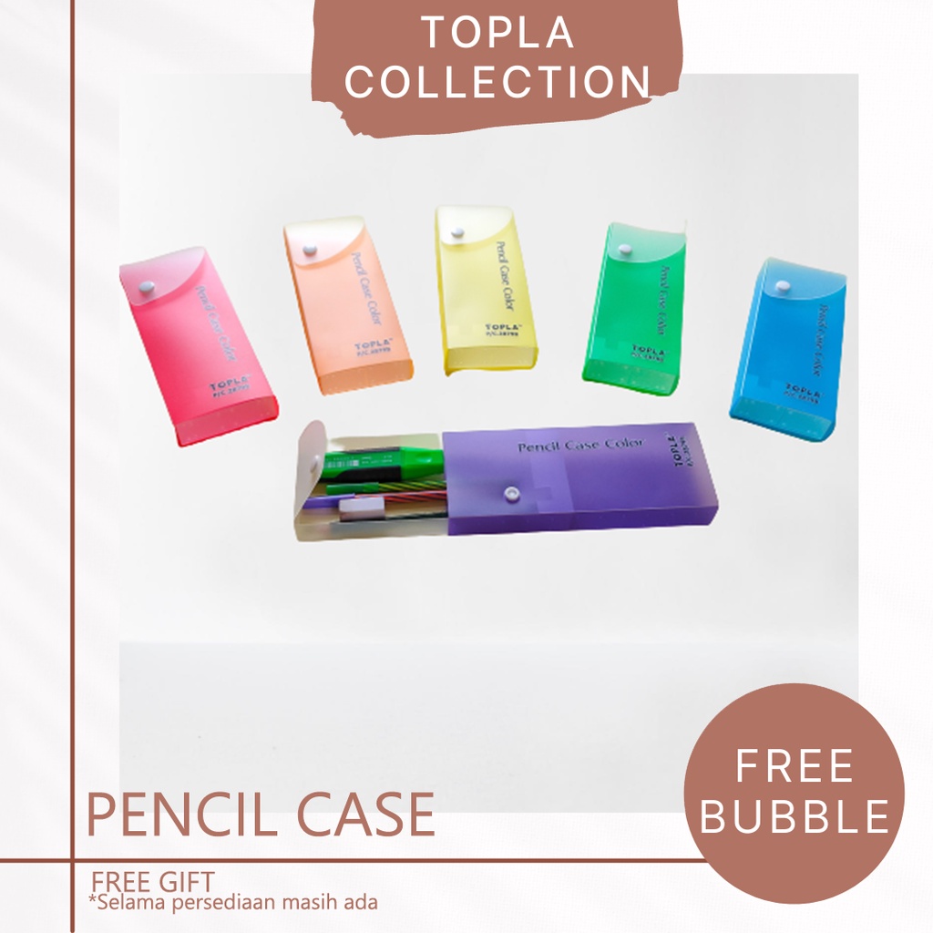 

TOPLA Pencil Case Tarik Plastic Kotak Klip Warna Warni Transparan 2879B