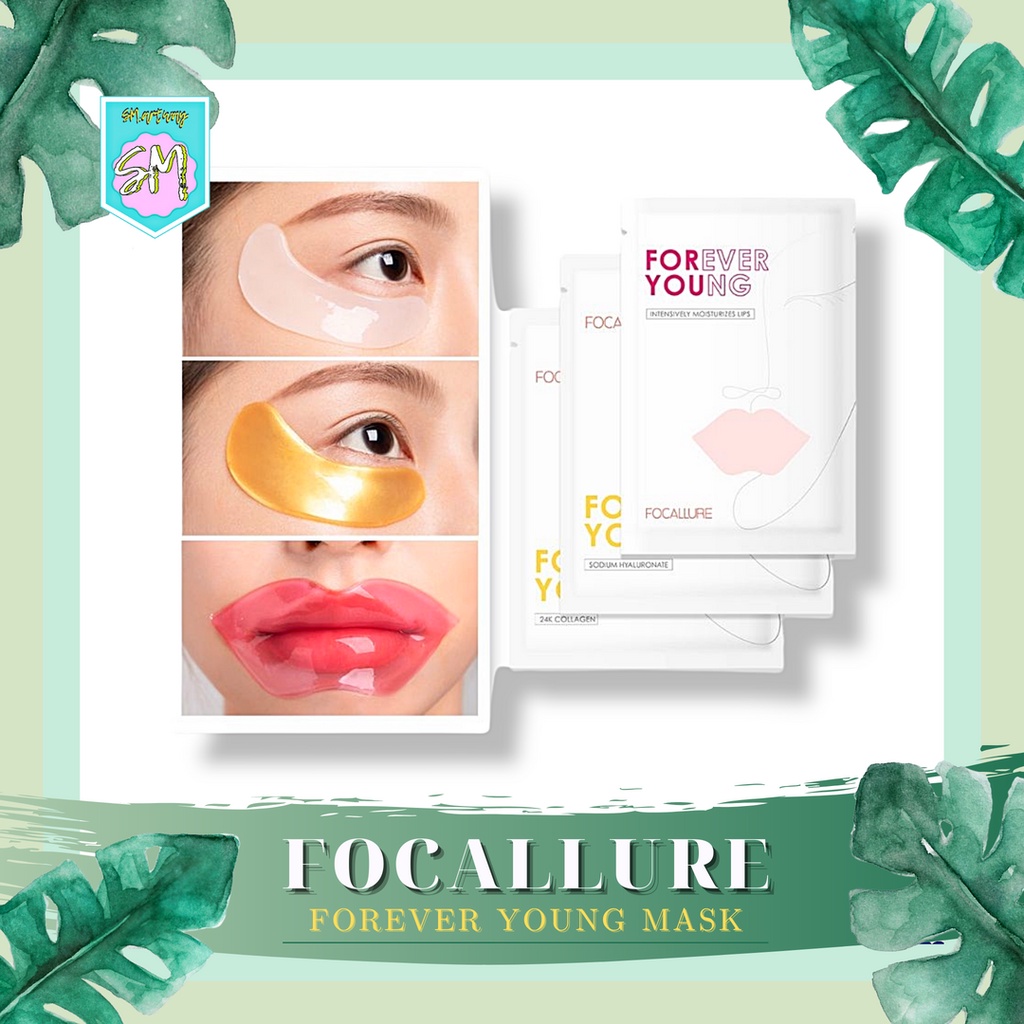 FOCALLURE Forever Young Lip &amp; Eye Mask | Gold, Hydra Gel | Masker Mata &amp; Bibir Sekali Pakai