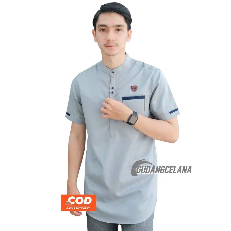 Baju Koko Kurta Lengan Pendek Matt Katun  Toyobo Adem Tebal Terlaris Baju Koko Pria Modern