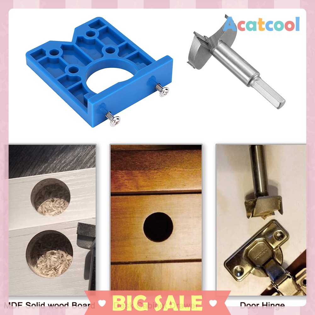 35mm Hinge Drilling Jig Concealed Hinge Hole Drilling Guide + Drill Bit Set