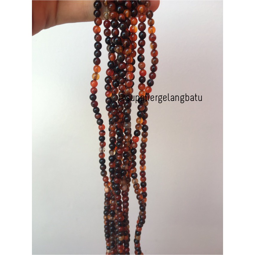 batu 4mm black red carnelian bahan aksesoris manik fashion rajut akik supplier kerajinan grosir