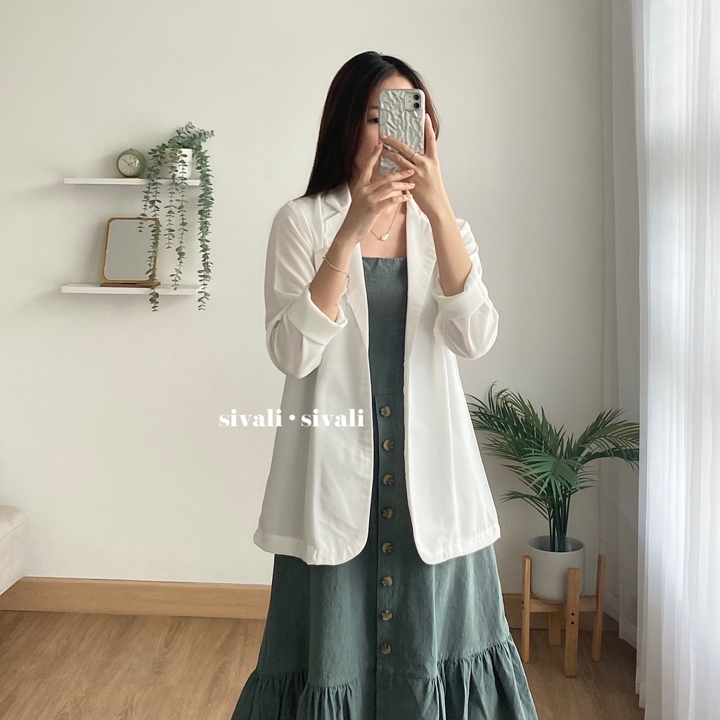 Jane Blazer 2048 - Korean Blazer Wanita Lengan Panjang - Outer Blazer - Blazer Kerja-White
