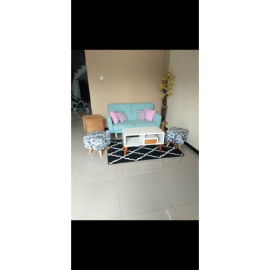 sofa 2seater+2stool kotak+meja kotak laci
