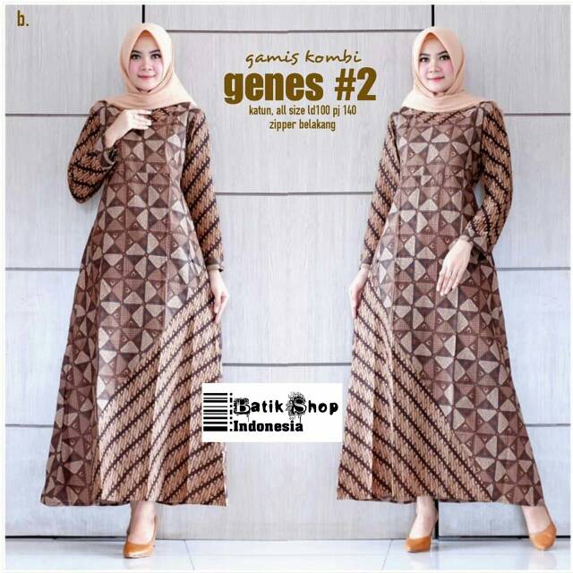 Gamis Kombi Genes #2 Batik Kondangan Muslim Baju Kerja Kantoran Modern Casual Syari