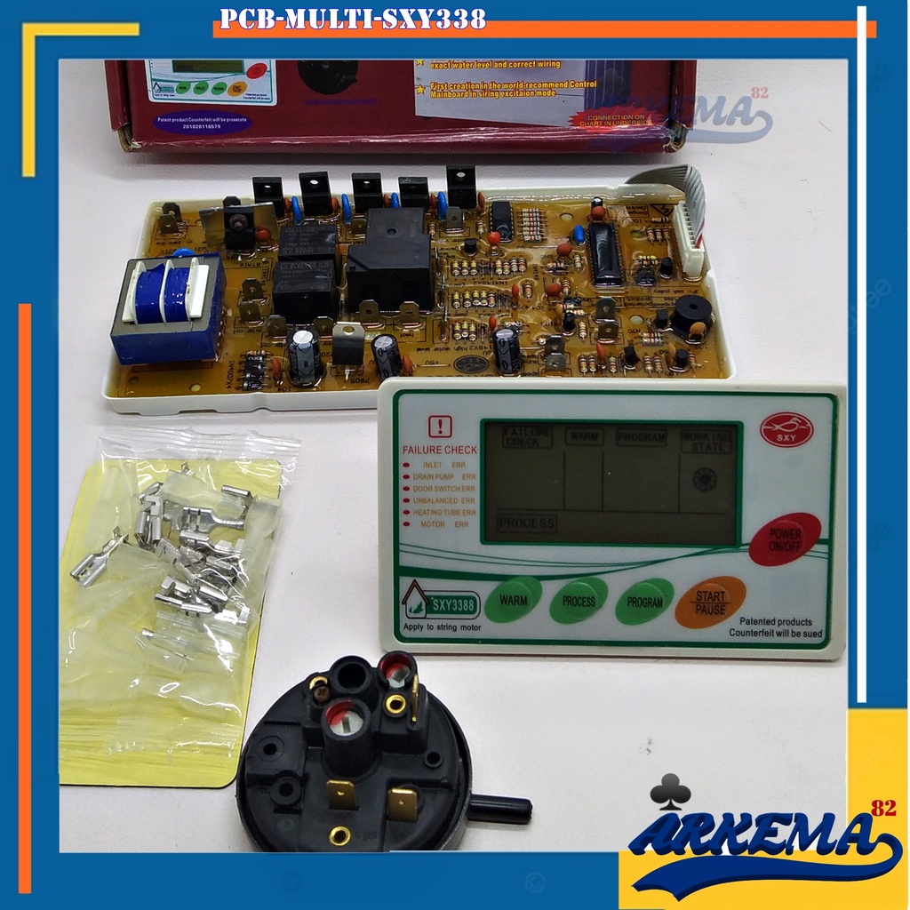 MODUL MESIN CUCI PRONT LOADING MULTI / UNIVERSAL LCD DISPLAY SXY338 MAINBOARD  INVERTER 1 TABUNG