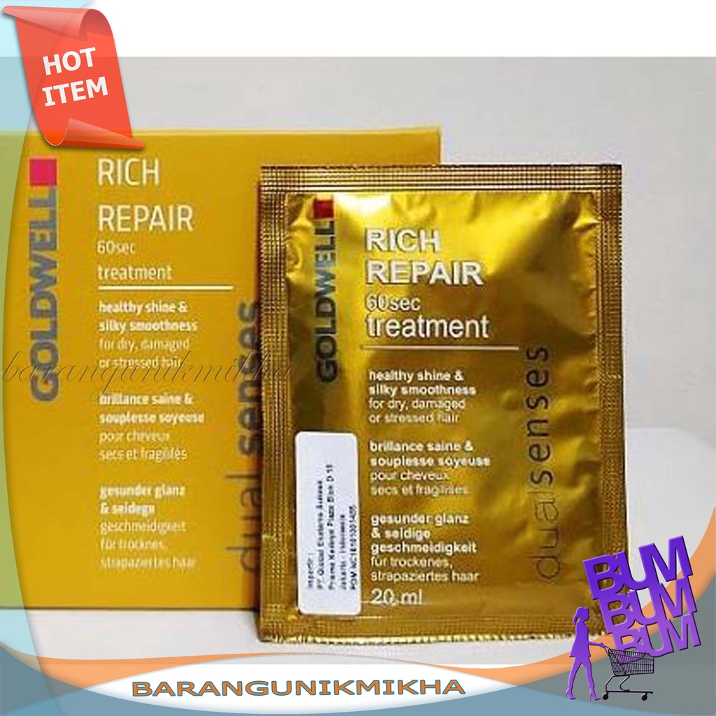 Goldwell Rich Repair 60 Second Treatment Hair Mask Sachet 20 ml Masker Rambut Rusak Kering Dry