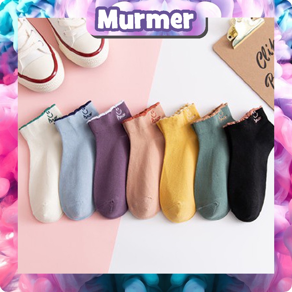 MurmerOfficial Kaos Kaki Pendek Motif Smile Semata Kaki Kaoskaki Unisex Pria Wanita R602