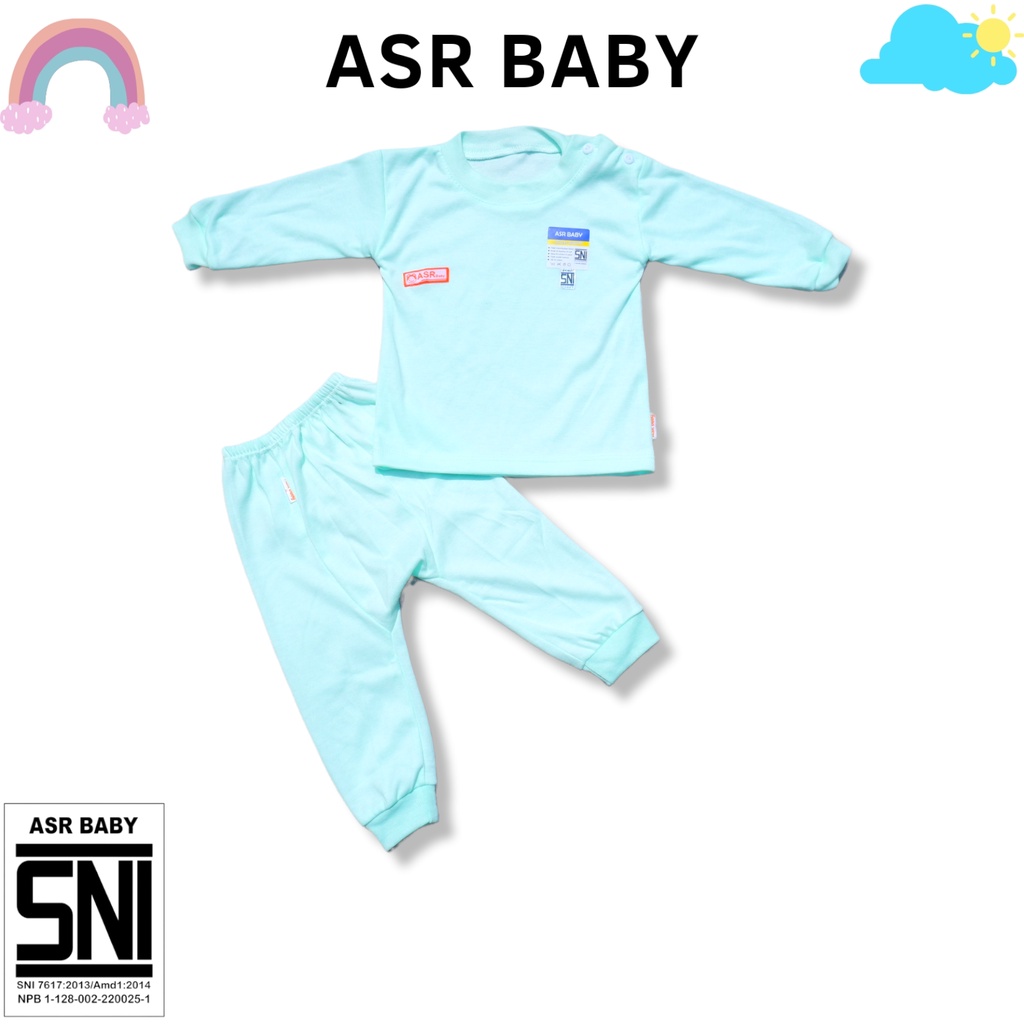 SETELAN BAJU BAYI PANJANG CELANA PAMPERS KATUN DOUBLE USIA 3-20 BULAN POLOS ASR BABY SNI