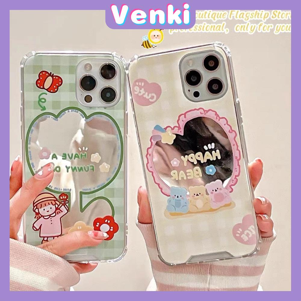 iPhone Case Luxury Acrylic Reflective Mirror Airbag Shockproof Protection Camera Cartoon Cute Compatible For iPhone 11 iPhone 13 Pro Max iPhone 12 Pro Max iPhone 7Plus iPhone xr