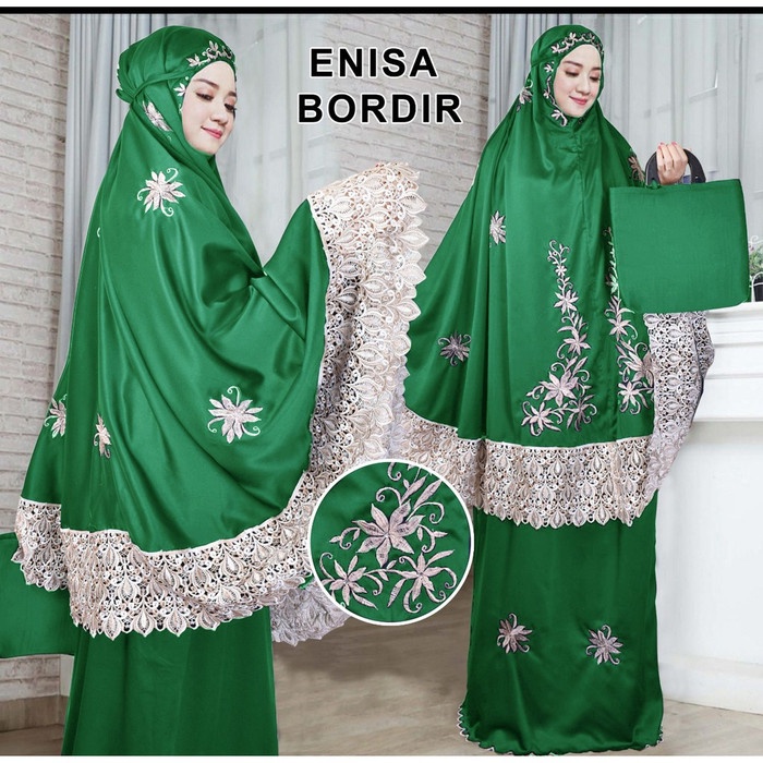 MUKENA- DIONISIA ENISA MUKENA LUNA MAYA DEWASA RENDA BORDIR TERBARU 2020 - EMERALD -MUKENA.