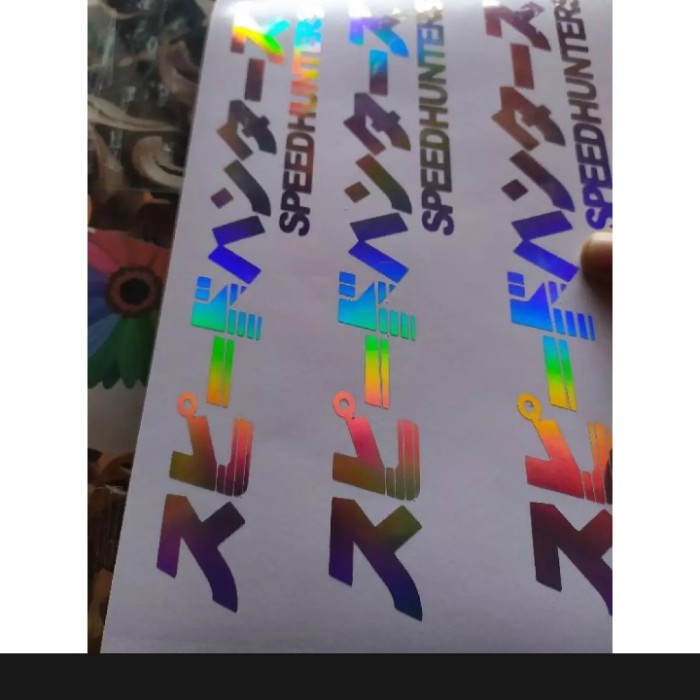 stiker kaca mobil Hologram Tulisan Jepang Kanji keren lucu stikermobil - Putih