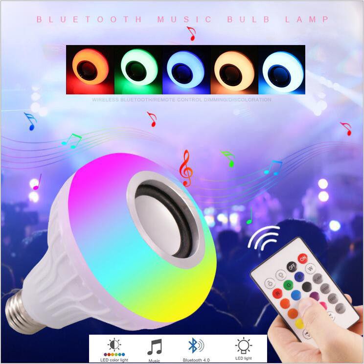 Speaker Wireless Bluetooth With Lampu Tidur LED RGBW E27 12W RGBW E27 Smart LED Music Light Bulb