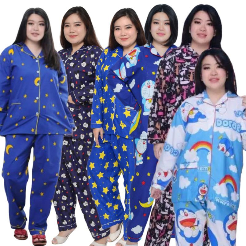 Baju Tidur Piyama Dewasa Lengan Panjang Celana Panjang LD 106 Piama Katun Motif