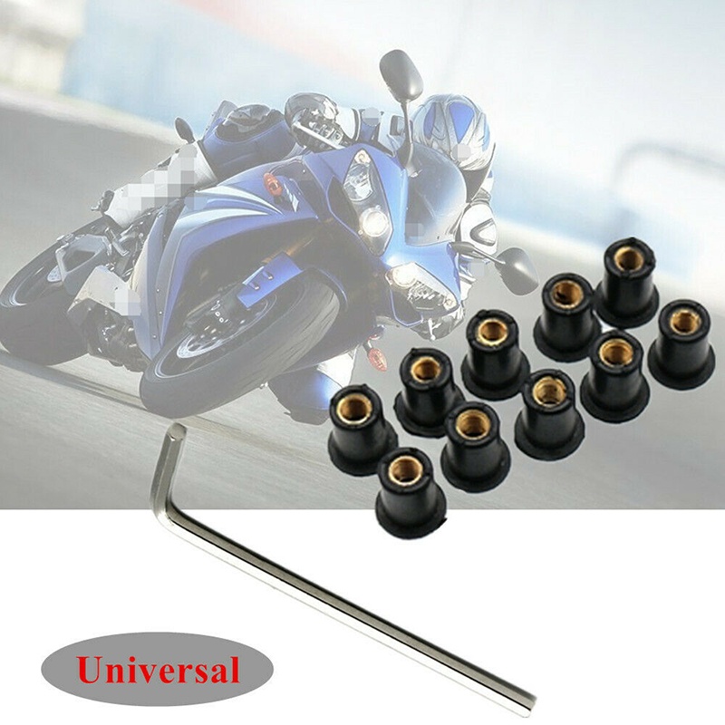 (LUCKID) 10pcs Baut M5 Untuk Fairing Kaca Depan Motor