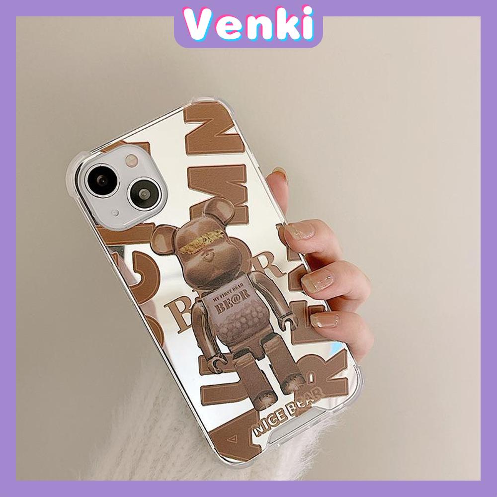 iPhone Case Luxury Acrylic Mirror Airbag Shockproof Protection Camera Brown Bear Compatible For iPhone 11 Pro Max 13 Pro Max 12 Pro Max 7Plus XS Max