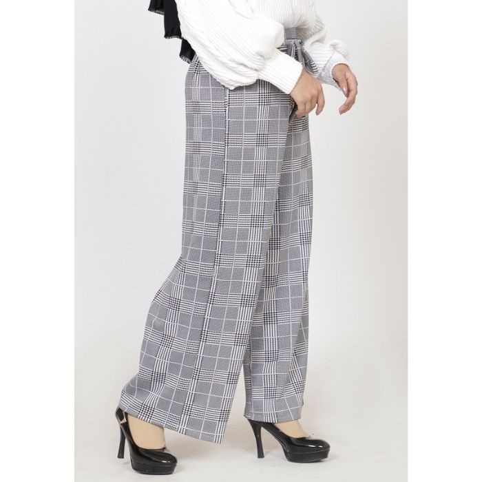 CELANA KULOT KOTAK WANITA KOREA / CELANA KULOT HIGHWAIST MOTIF KOTAK-KOTAK DEWASA IMPORT