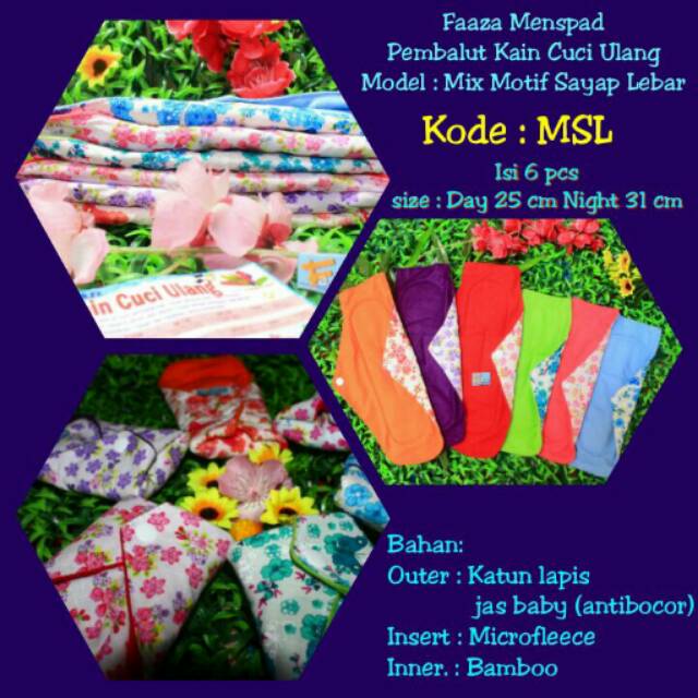 Menspad faaza mix / pembalut kain /pembalut cuci ulang