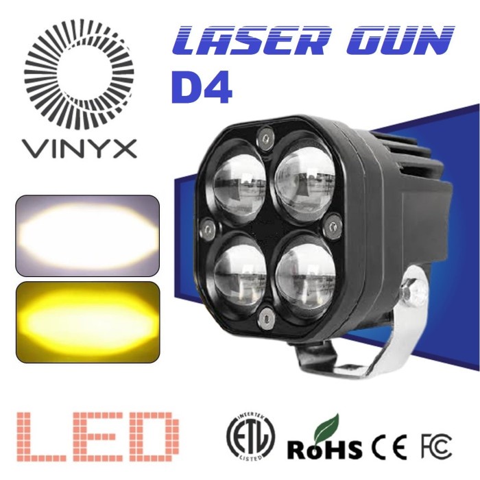 Lampu Tembak Sorot Laser Gun LED VINYX D4 Motor Mobil Sorot 40Wa