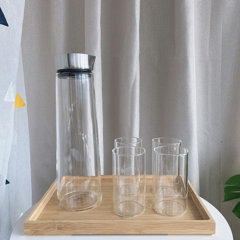 ACRDDK Botol Kulkas Pitcher Teko Kaca Tutup Stainless Steel 1000ml