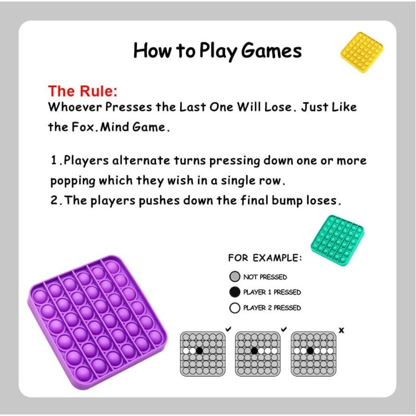 Mainan Pop It Fidget Toys Medium Rainbow BTS / Cetekan Squishy Bubble (KEKINIAN & MENYENANGKAN)-8