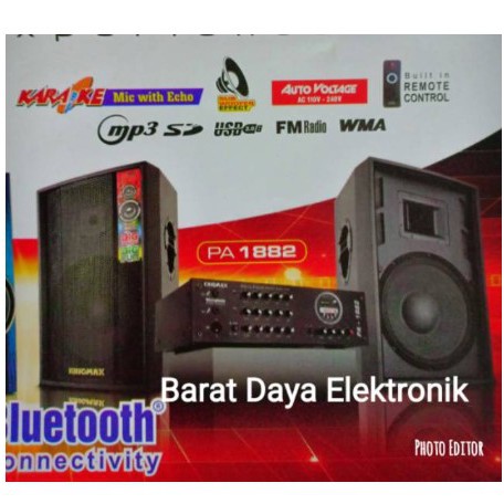 KING MAX SPEAKER KARAOKE BLUETOOTH PA 1882 PAKET KARAOKE (SPEAKER+MIXER)