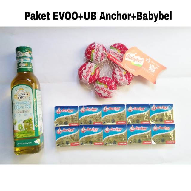 Paket Hemat MPASI EVOO Casa di Oliva UB Unsalted Butter Anchor Keju (Belcube, Kiri, Babybel)