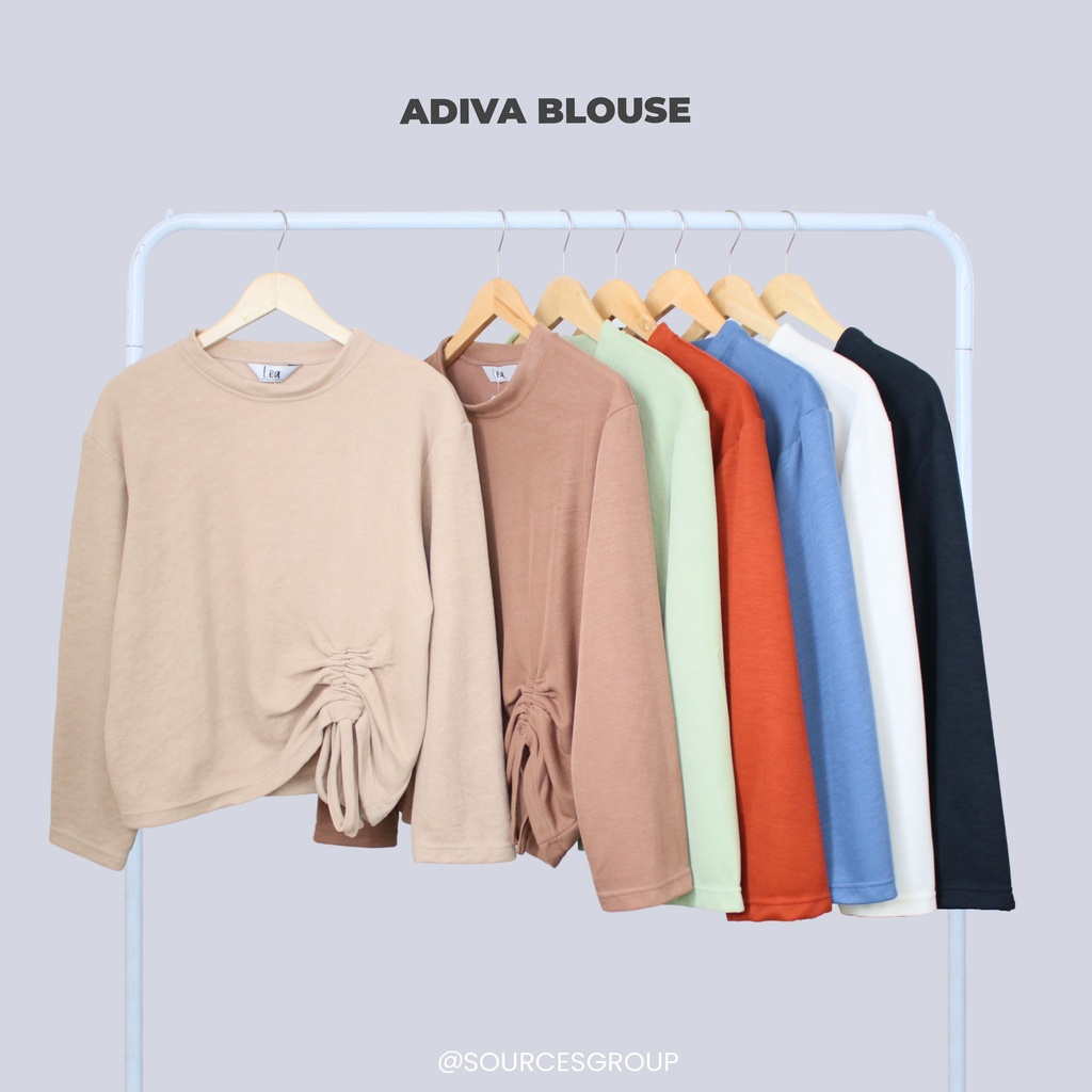 Tq88indonesia Baju Polos Wanita  / ADIVA BLOUSE ATASAN SERUT / Blus Lengan Panjang / Pakaian Santai Cewek / Ootd