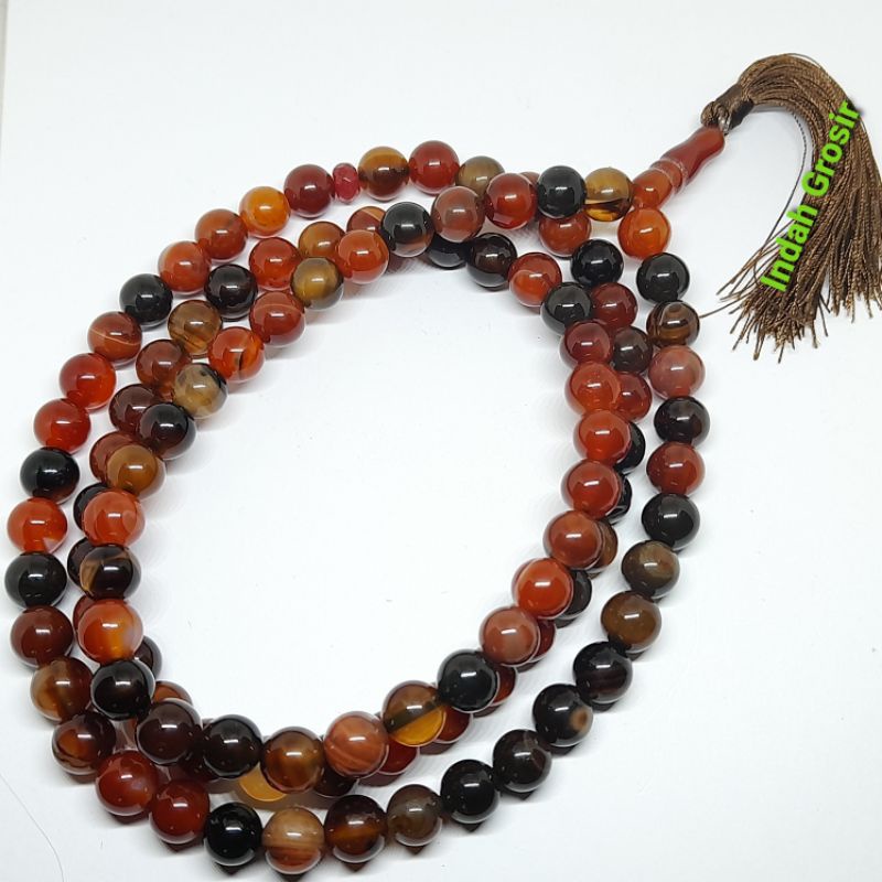 Tasbih Batu Akik Sulaiman Madu 10mm 99butir Original Stone