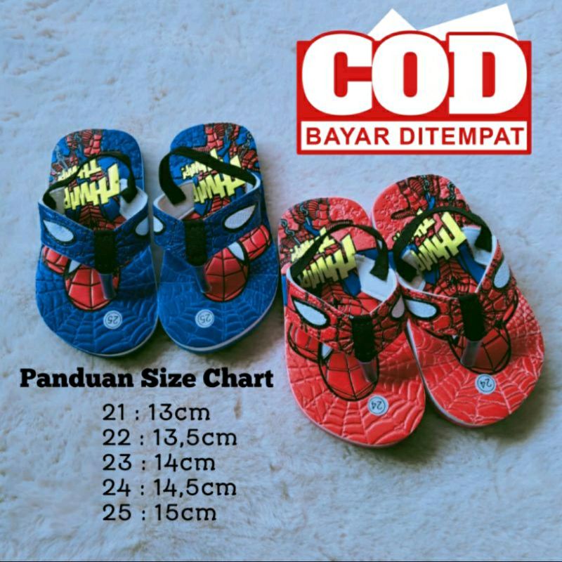 Sandal Anak spider man/ Baby Karakter tali belakang