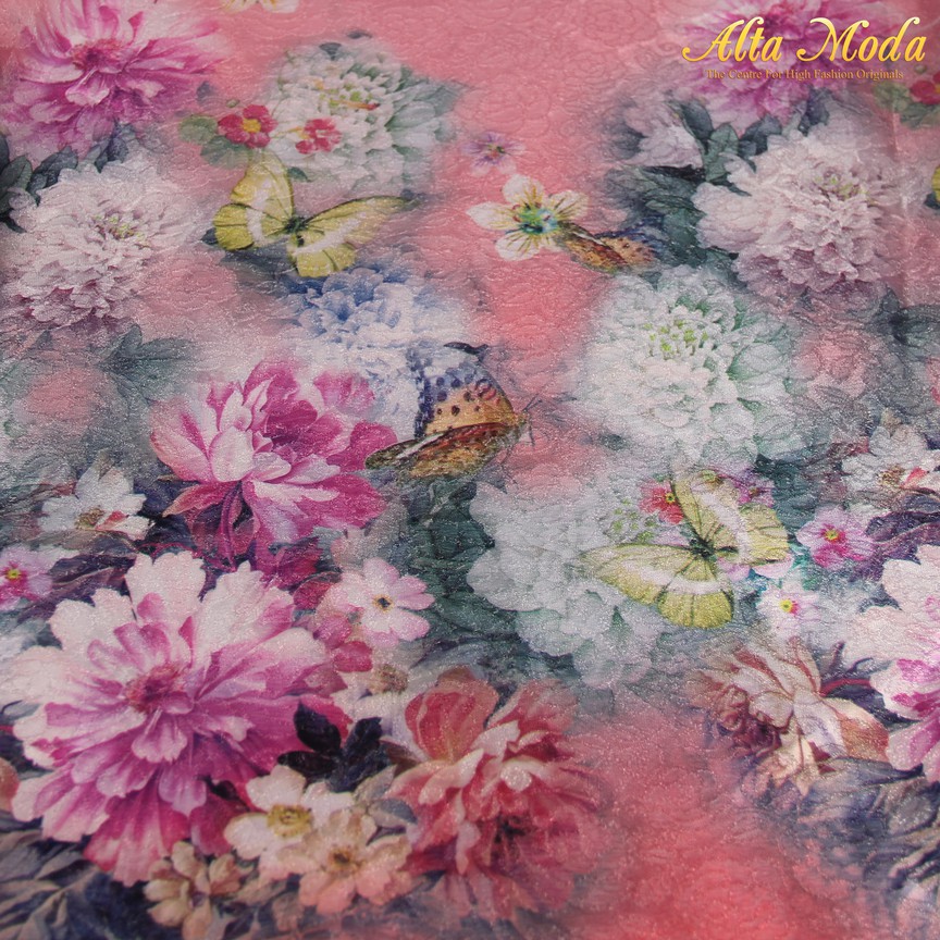 

Alta Moda Sateen Jacquard Painting Floral Butterfly White Pink (1M)