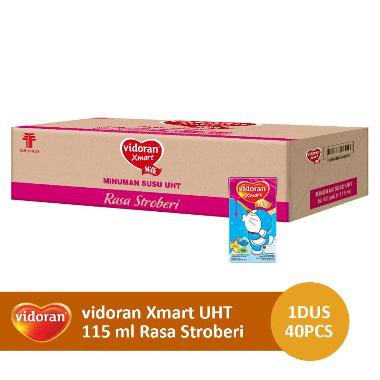 

Susu Cair UHT Stroberi Vidoran Xmart Strawberry (115 ML)_1 Dus Isi 40 Pcs