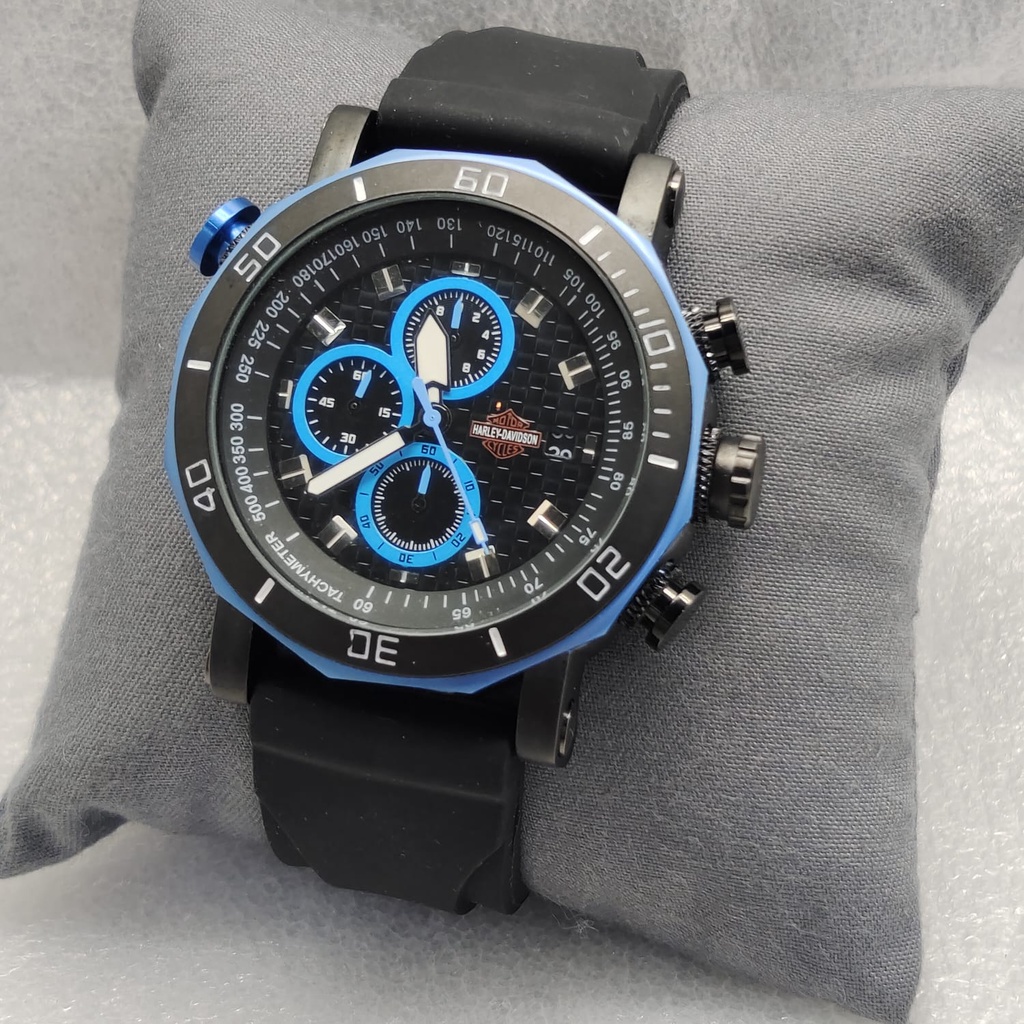 Jam Tangan Pria E61802T Tali Rubber Tanggal Chrono Aktif Free Box &amp; Baterai