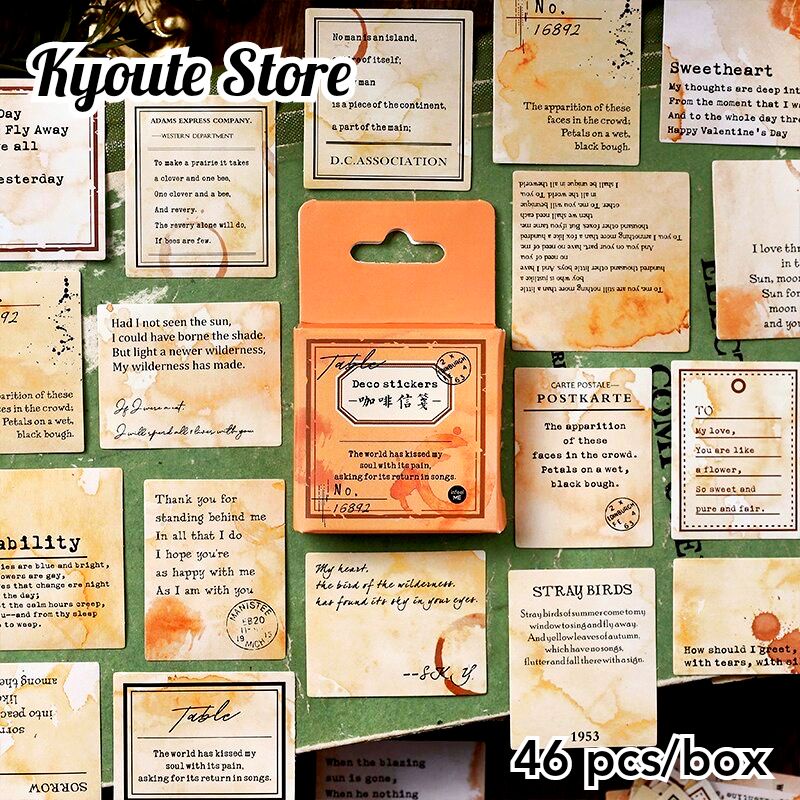 

46 pcs Sticker Dekorasi Tema Vintage Retro English Letter Poem Jadul Scrapbook Bujo Journal DIY Letter Seal