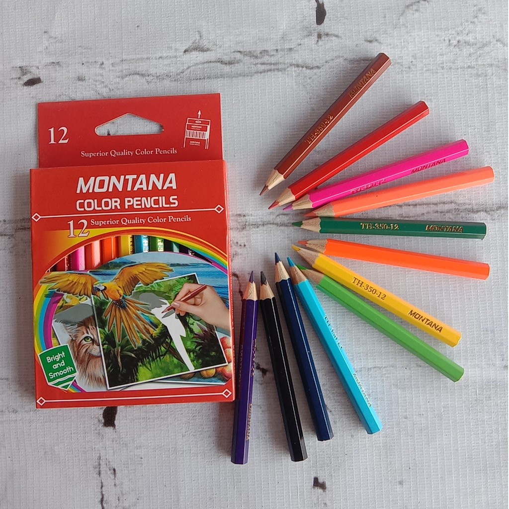 PROMO PENSIL WARNA SET BARU  MURAH (12 warna)-PENDEK (9 CM)
