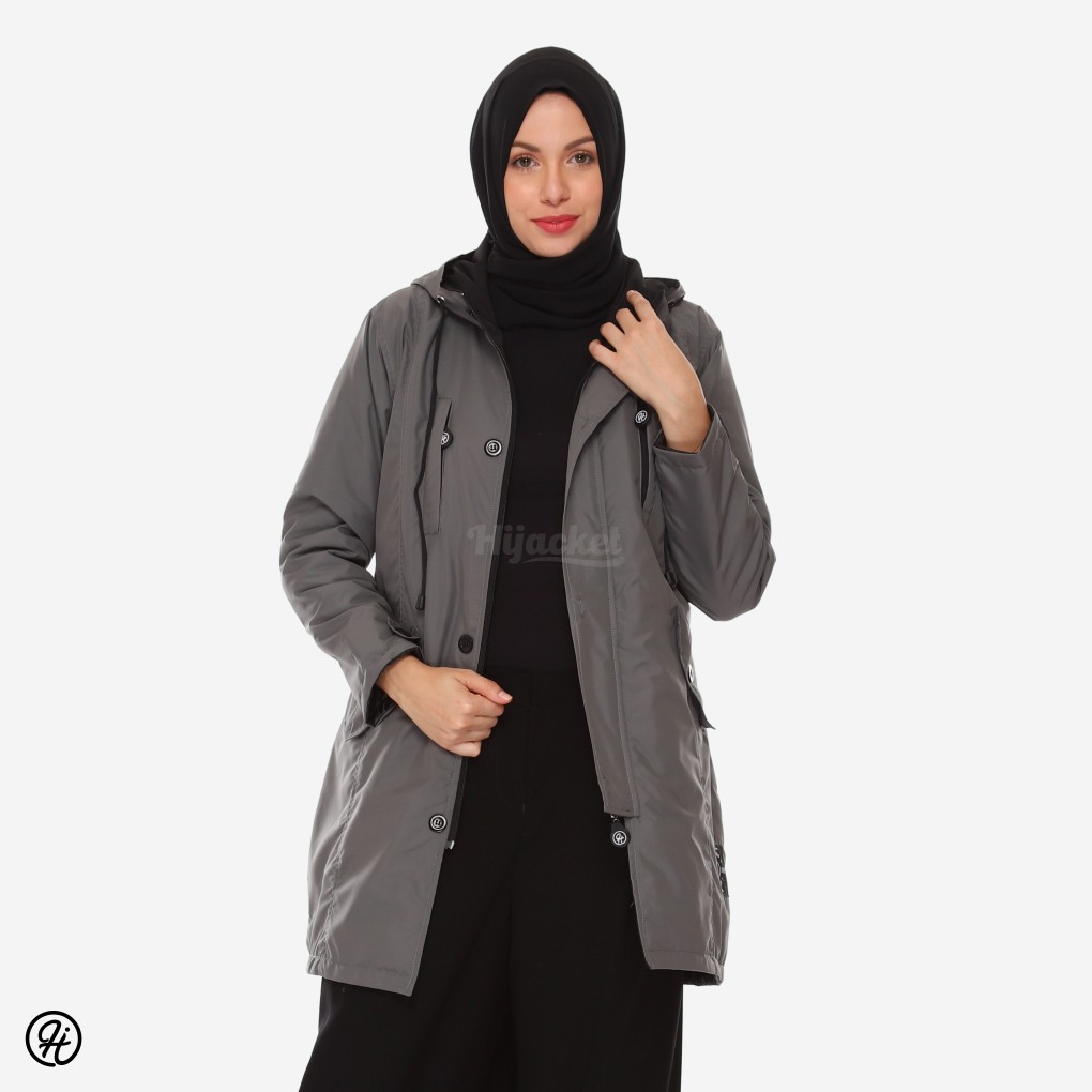 HIJACKET® ORIGINAL IXORA GREY JAKET WANITA JAKET MUSLIMAH HIJABER PERTAMA DI INDONESIA-1