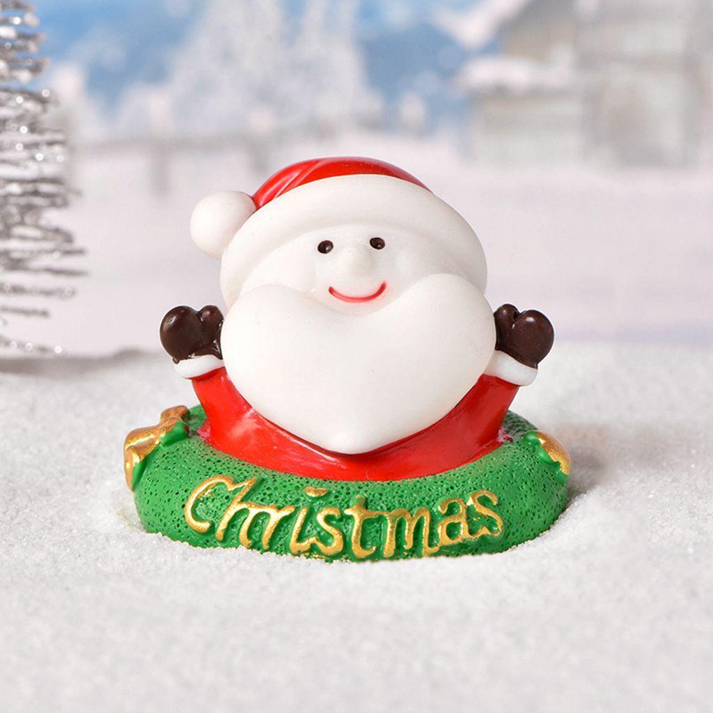 Agustina Ornamen Natal Lucu Mini Bola Dunia Salju Perlengkapan Resin Desain Kartun Pemandangan Mikro Dekorasi Snowman Figurine