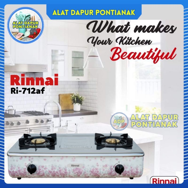 Kompor Gas Cantik Rinnai RI 712AF Gas Stove Api Besar Turbo Motif Sakura 712 AF LPG Oroginal