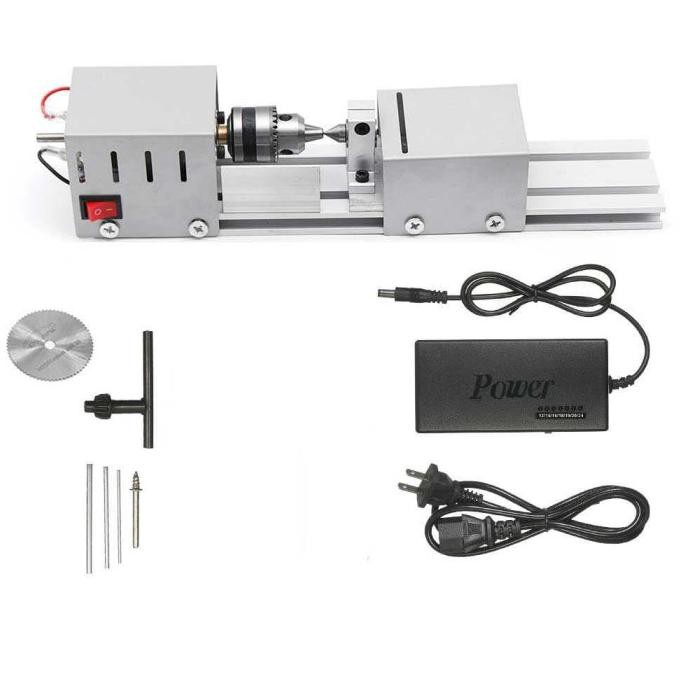 Mesin Bubut Mini Kayu Besi Lathe Wood Metalworking DIY 96W
